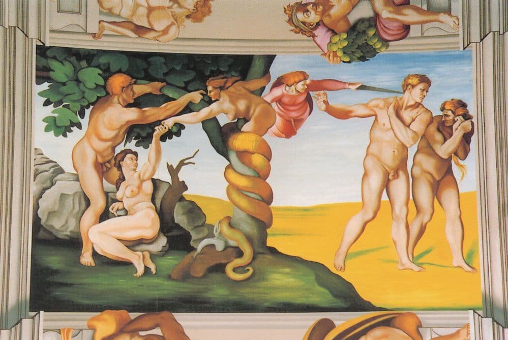 Adam & Eve Temptation The Sistine Chapel Sussex Postcard