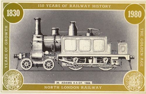 Adams 4-4-0T Victorian North London Railway Train Postcard