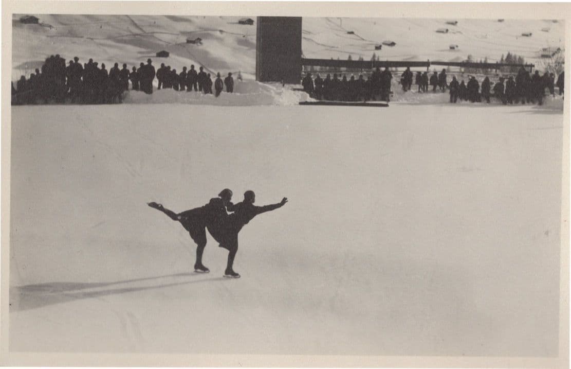 Adelboden Ice Skating Ballet Ballerina Switzerland Antique Postcard