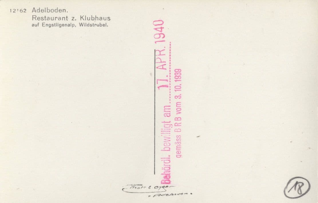 Adelboden Klubhaus Restaurant WW2 1940 RPC Switzerland Postcard
