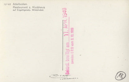 Adelboden Klubhaus Restaurant WW2 1940 RPC Switzerland Postcard