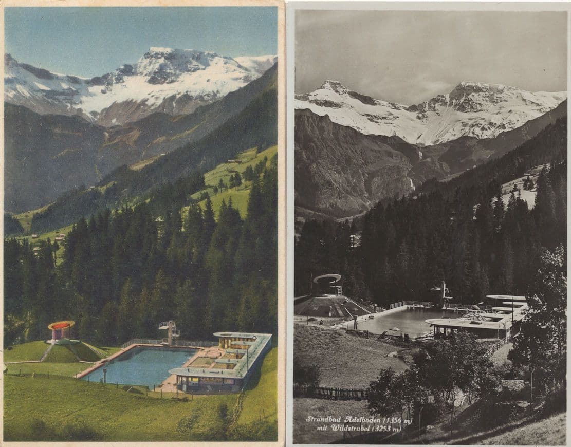 Adelboden Swimming Pool 2x Old Switzerland Postcard s