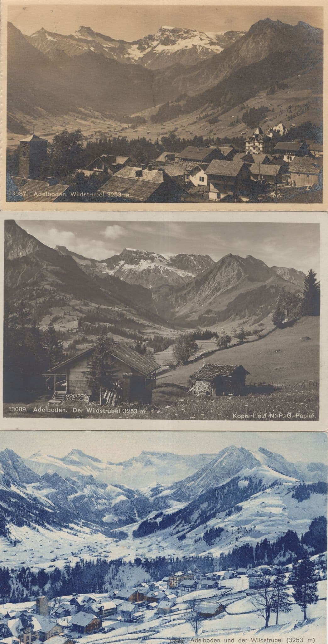 Adelboden Wildstrubel Switzerland 3x Antique Swiss Postcard s
