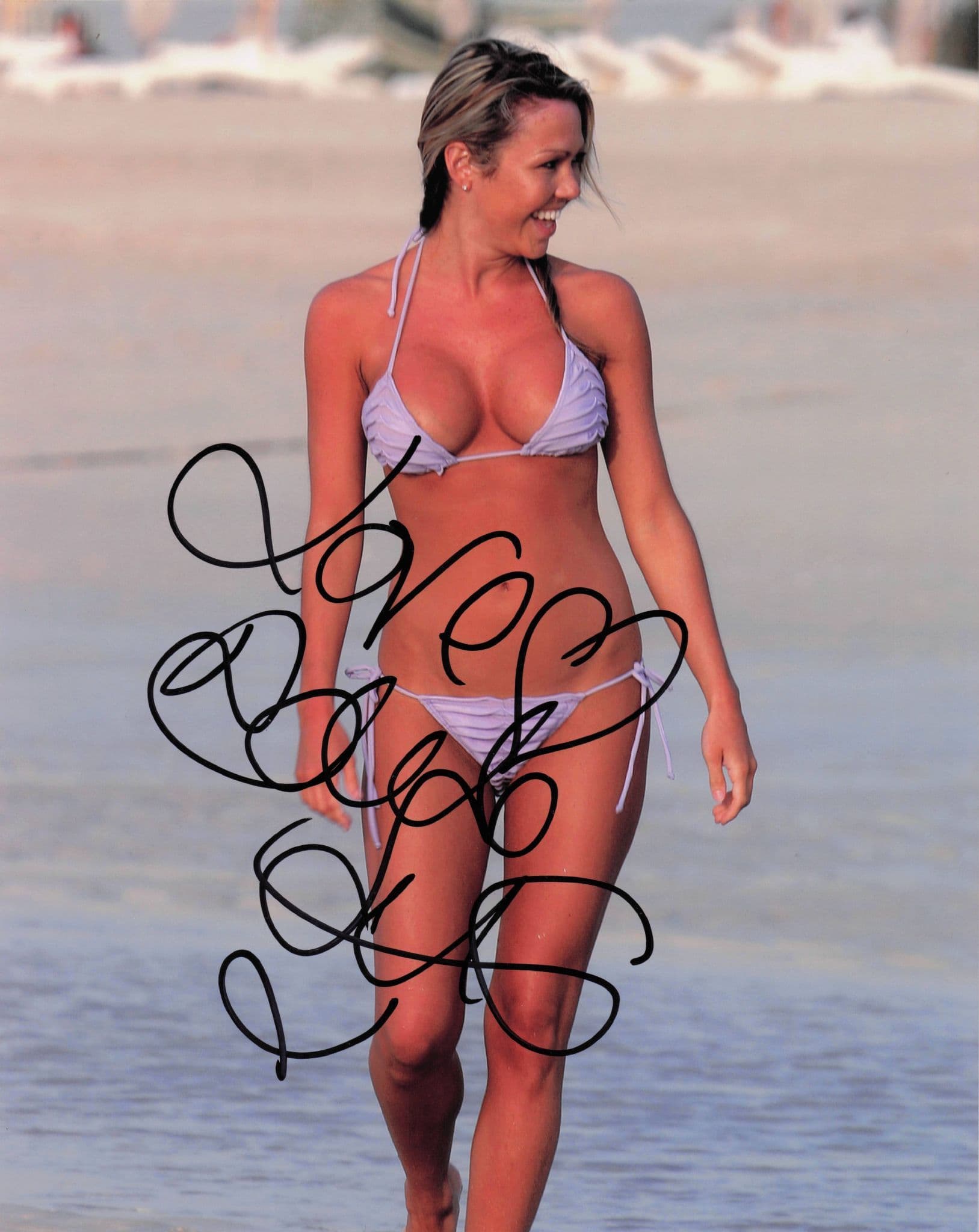 Adele Silva Emmerdale Beach Sexy Bikini 10x8 Hand Signed Photo