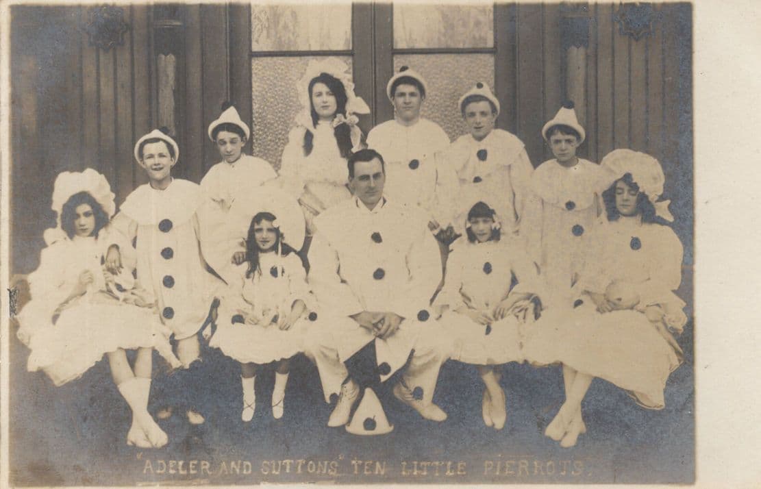 Adeler and Suttons Ten Little Pierrots Brighton Clowns Old Postcard