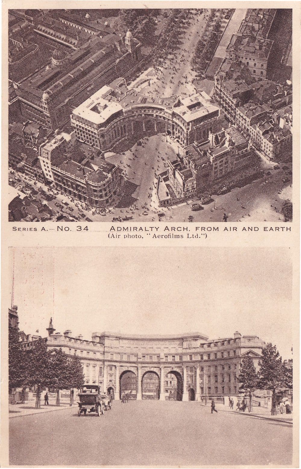Admirality Arch London From Air & Earth Unique Antique Postcard