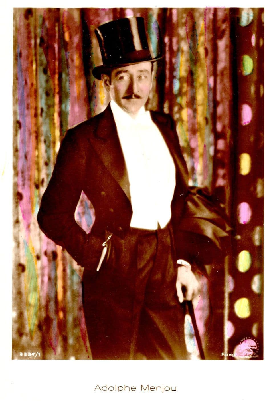 Adolphe Menjou Film Actor Hand Coloured Tinted Real Photo Postcard