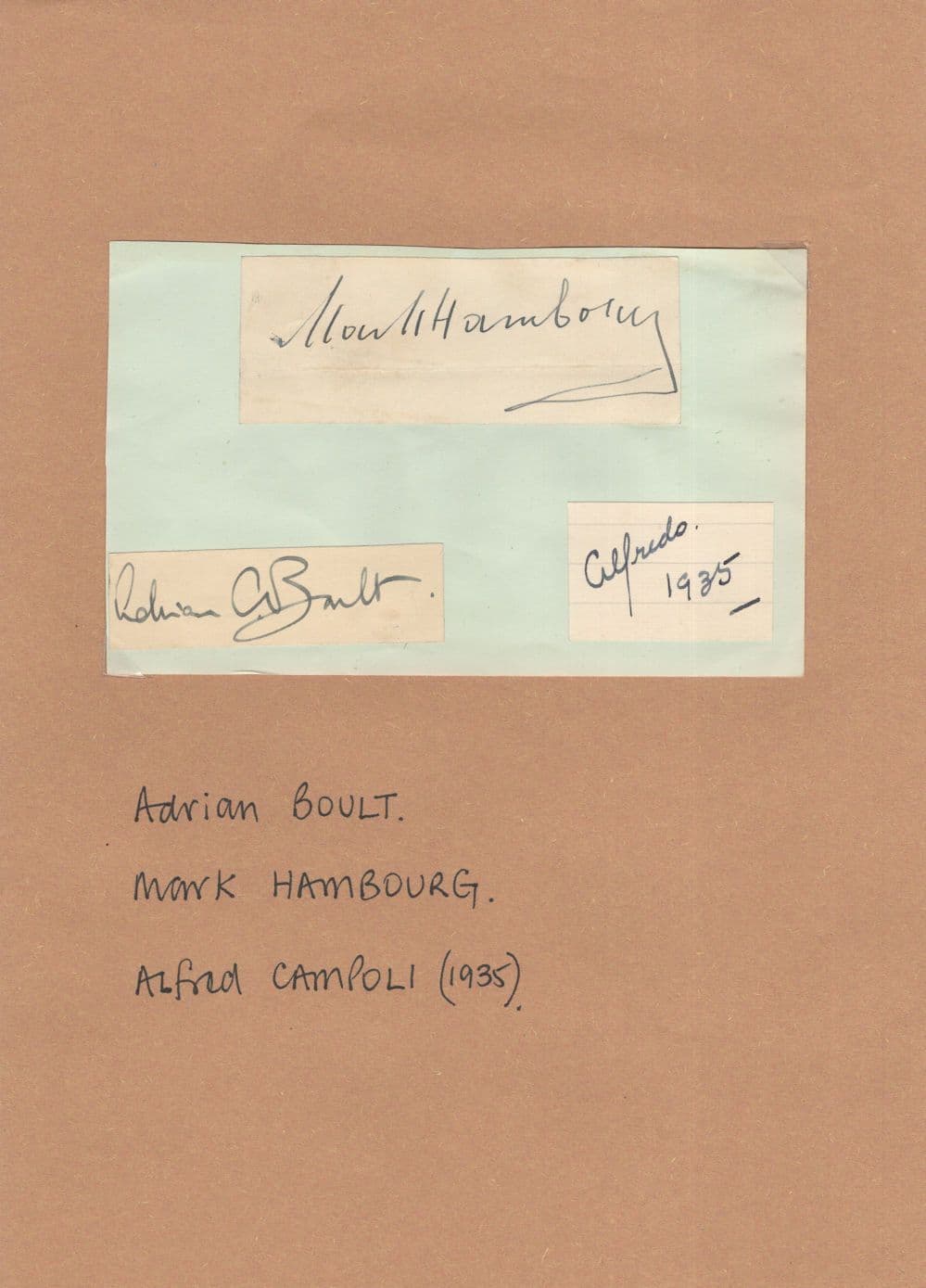 Adrian Boult Mark Hambourg Alfred Campoli Classical Music Old Autograph s