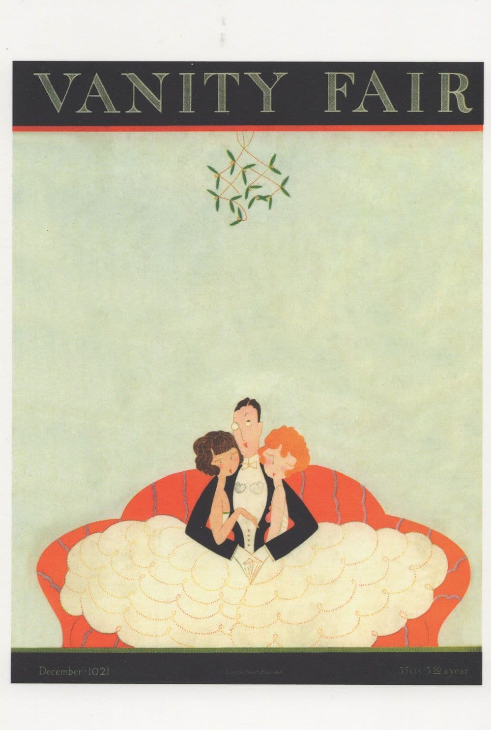 Adultery Man With Two Lovers In Bed Art Deco Painting Magazine Postcard