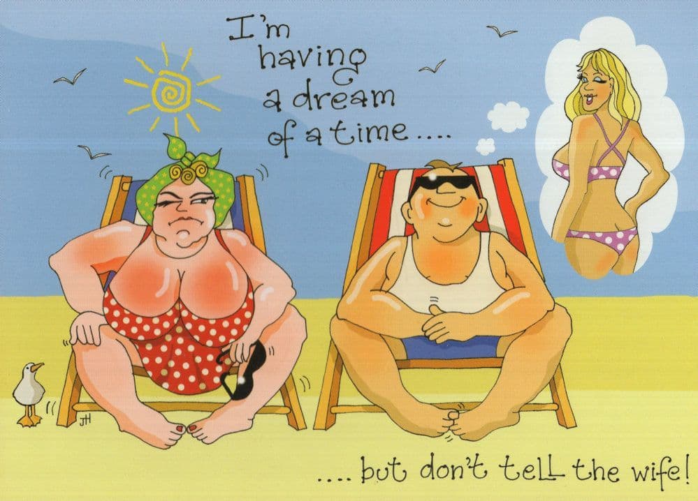 Adultery Risque Wet Dreams on Eastbourne Beach Comic Postcard