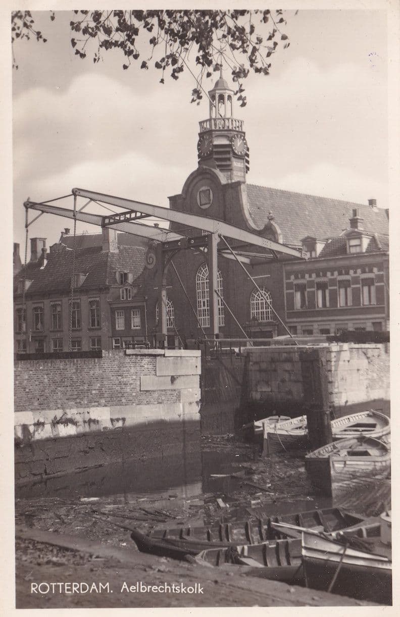 Aelbrechtskolk Rotterdam Deserted Boats Real Photo Dutch Postcard