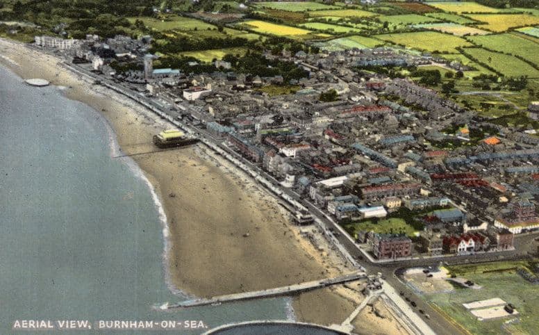 Aerial View Burnham On Sea Bucks Vintage Real Photo Postcard
