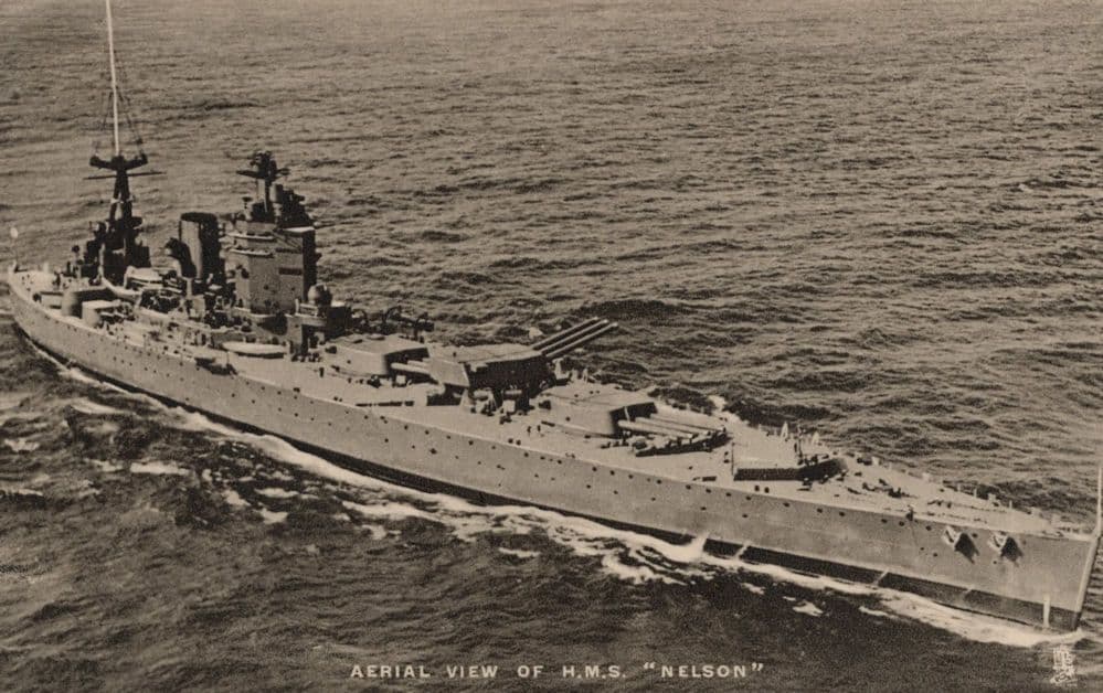 Aerial View Of HMS Nelson Ship Old Our Navy Rare Tucks Postcard