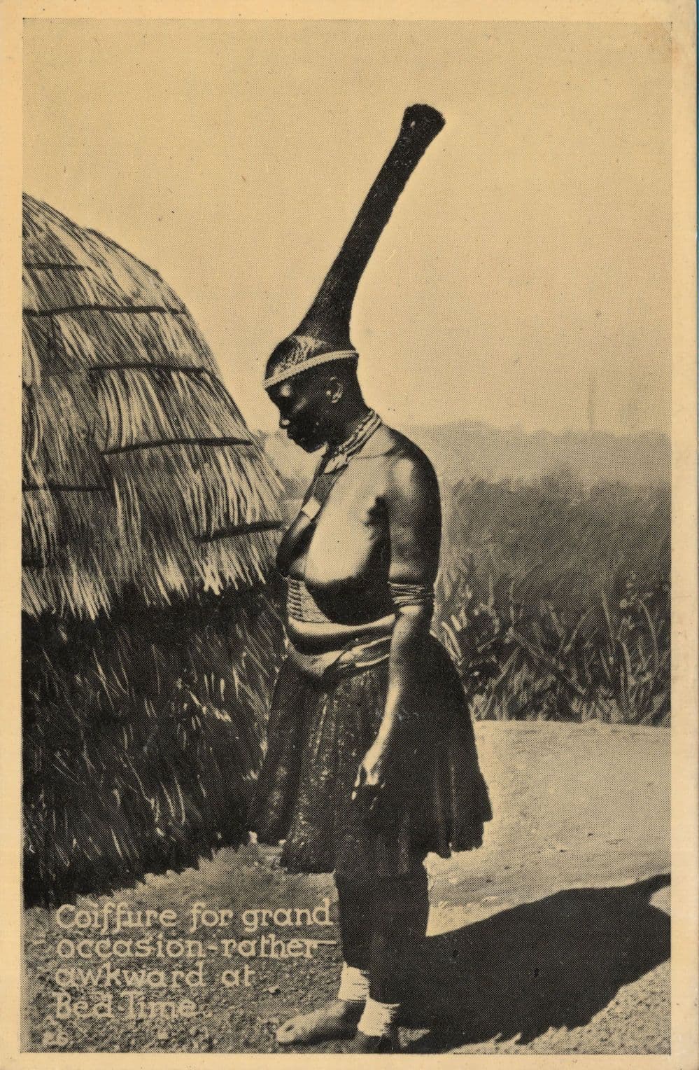 African Amazing Giant Haircut Coiffure Cape Town Real Photo Old Postcard