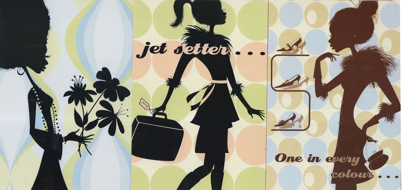 African American Glamour Shoes Urban Chic 3x Silhouette Postcard s