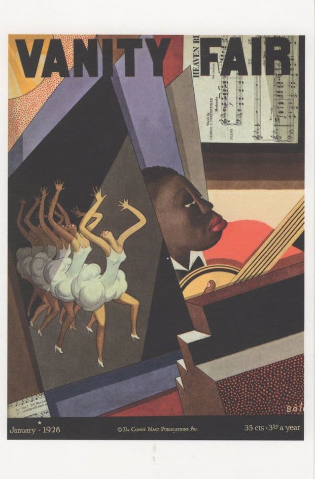 African Coloured Man Playing Banjo Art Deco Painting Postcard