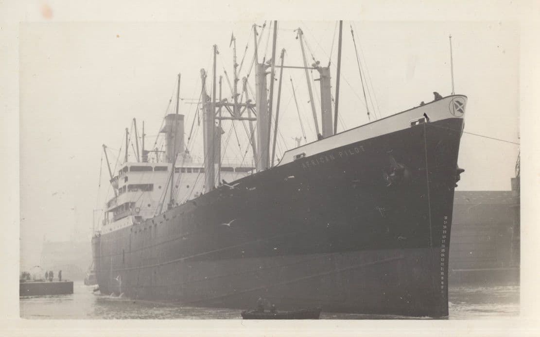 African Pilot Ship Break Bulk Cargo Moore Shipbuilding Co Rare Photo
