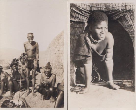 African Tribe Girl Peeping Out Of Hut 2x Real Photo Postcard s
