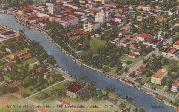 Air Aerial View Of Fort Lauderdale + Law Day Freedom Postmark Mint Postcard