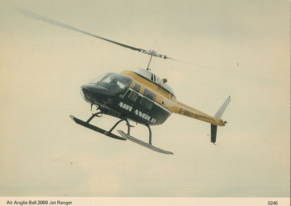 Air Anglia Bell Helicopter Jet Ranger Norfolk Postcard