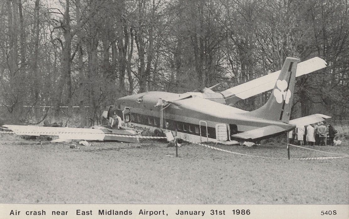 Air Crash At East Midlands Airport 1986 Postcard
