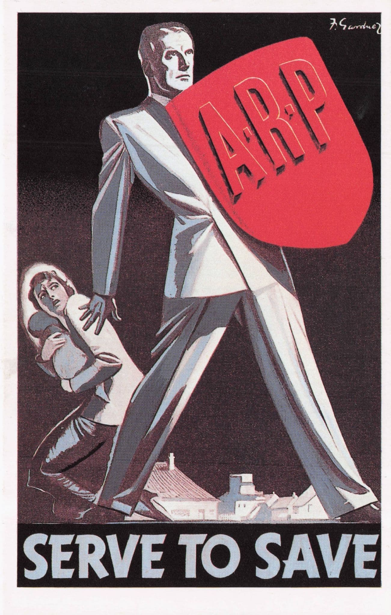 Air Raid Precautions Serve To Save WW2 Poster Postcard