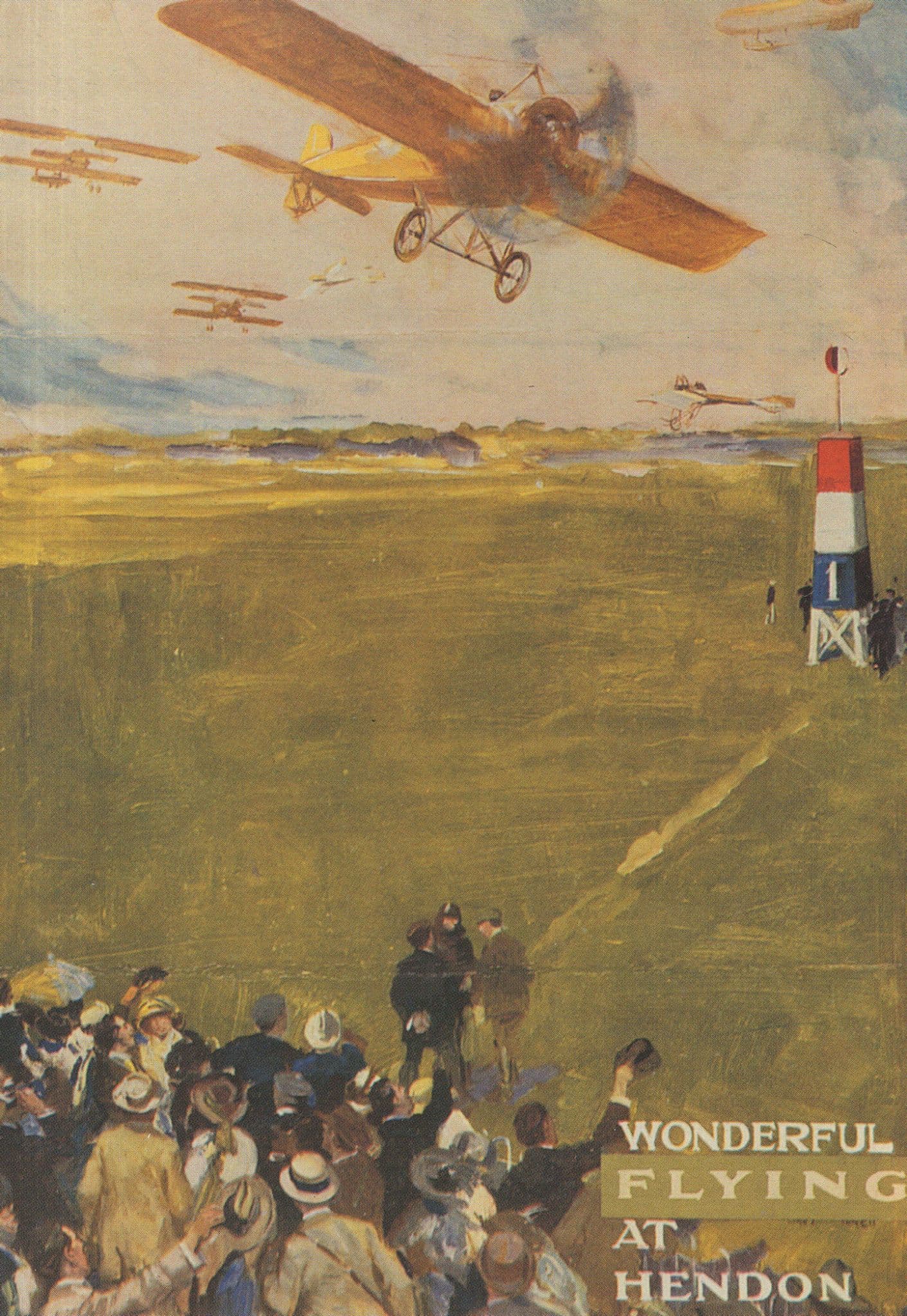 Aircraft Flying At Hendon London Advertising Postcard