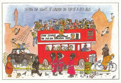 Airport Delay Bus Trip Disaster 2x BIG Comic Humour Postcard s