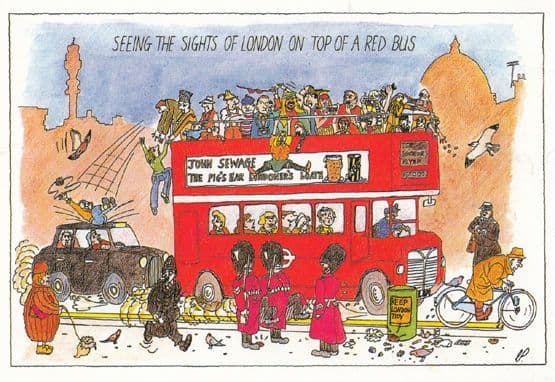 Airport Delay Bus Trip Disaster 2x BIG Comic Humour Postcard s