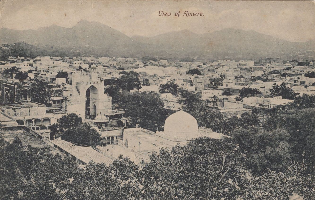 Ajmere India Antique Aerial Panorama Postcard