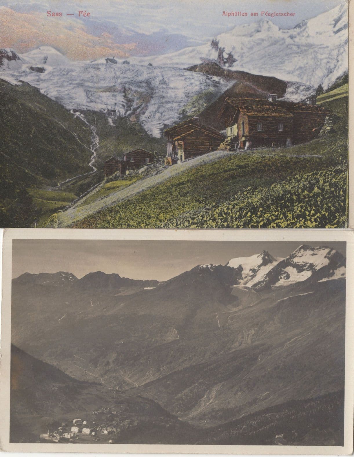 AK Feegletscher Alphutten Switzerland 2x Old Postcard