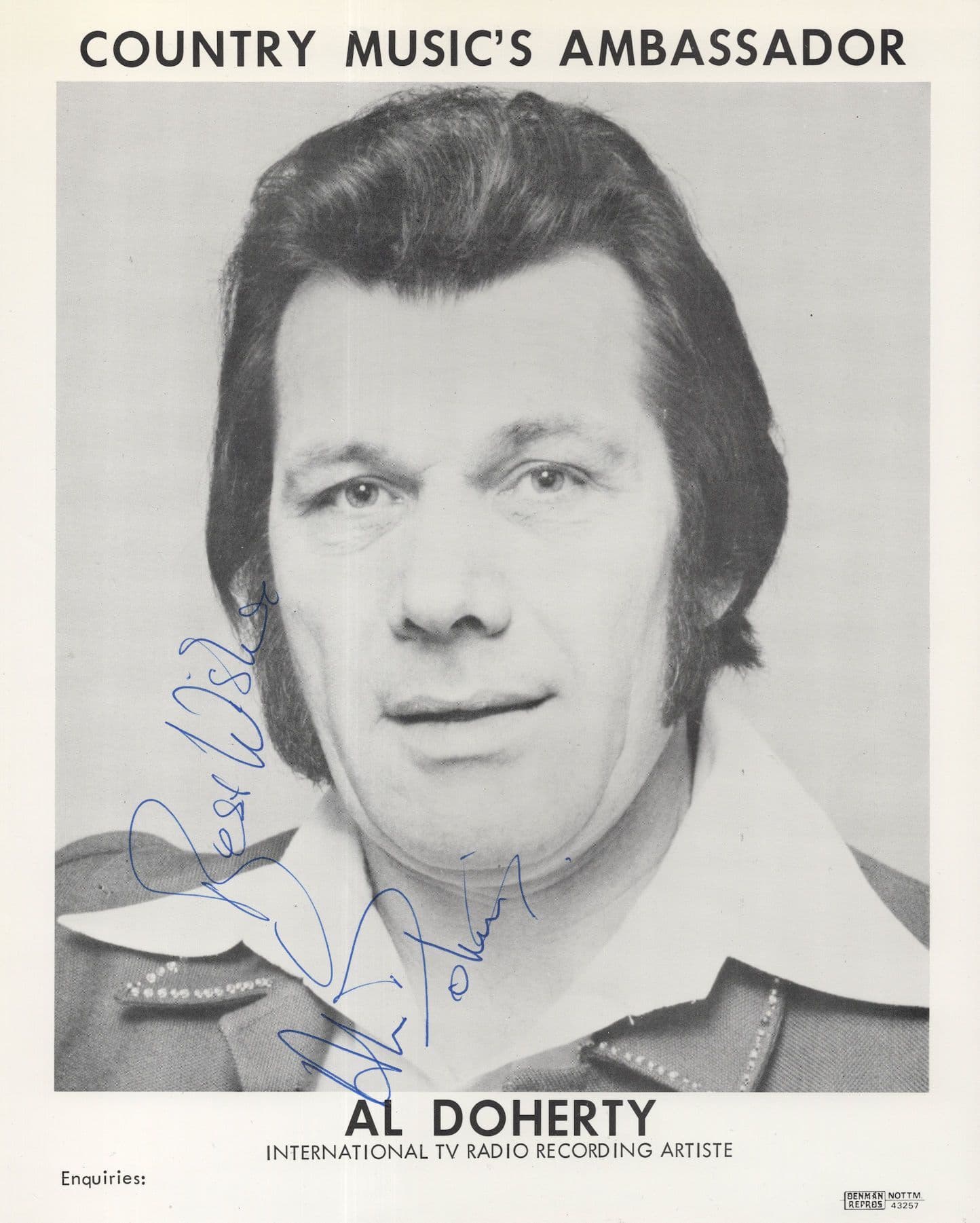 Al Doherty Country & Western Singer 10x8 Hand Signed Photo