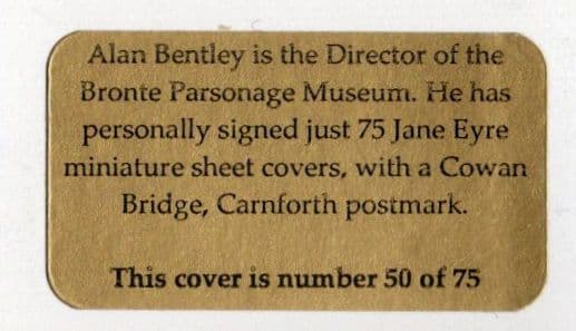 Alan Bentley Jane Eyre at Lowood LTD TO 75 Hand Signed FDC