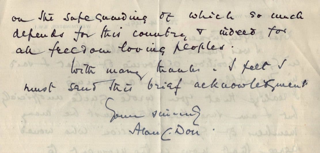 Alan Don Dean of Westminster National Portrait Gallery Hand Signed Letter