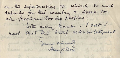 Alan Don Dean of Westminster National Portrait Gallery Hand Signed Letter