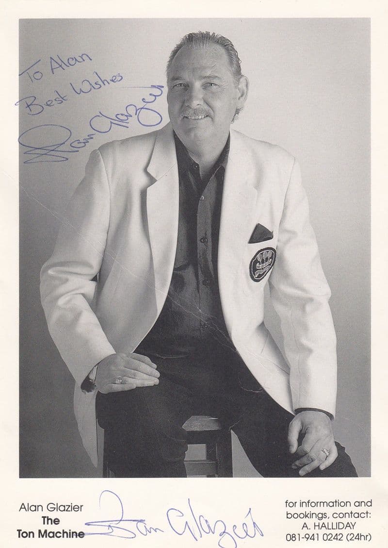 Alan Glazier Darts Champion The Ton Machine Bullseye TV Show Hand Signed Photo