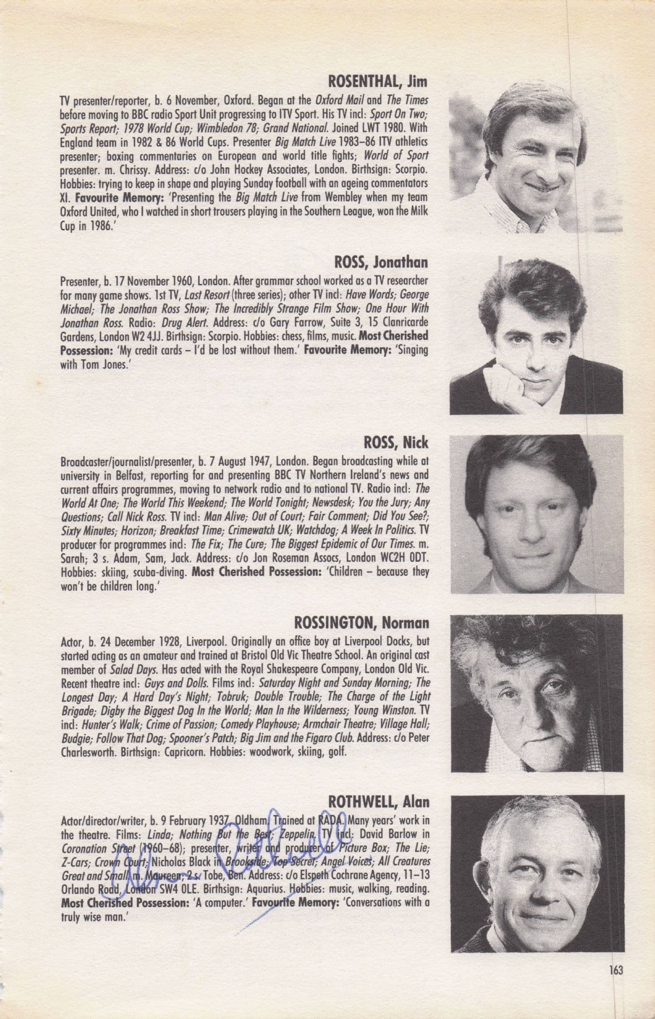 Alan Rothwell Carol Royle Blake's Seven 7 Hand Signed Autograph