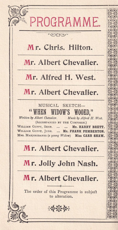 Albert Chevalier Don Lorenzo Perosi Toymaker Victorian London Classical Theatre Programme