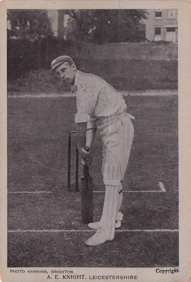 Albert Knight Leicester Cricket Legend Old Worn Real Photo Postcard