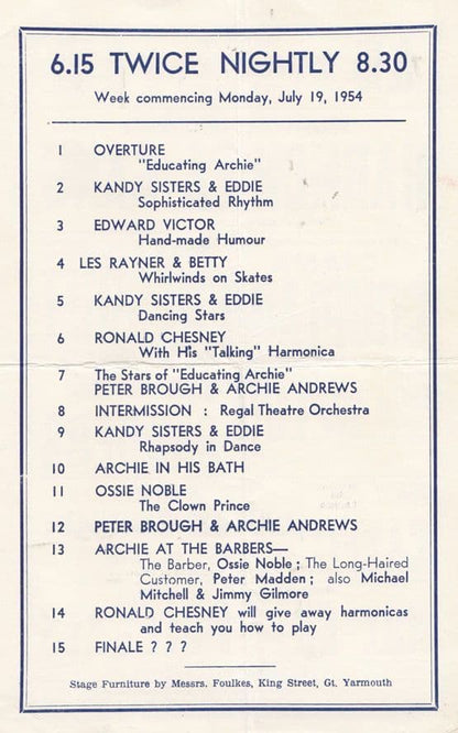 Albert Whelan BBC War Radio DJ Jimmy James Newcastle 1947 Theatre Programme