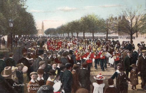 Aldershot Brass Band Church Parade Antique Postcard