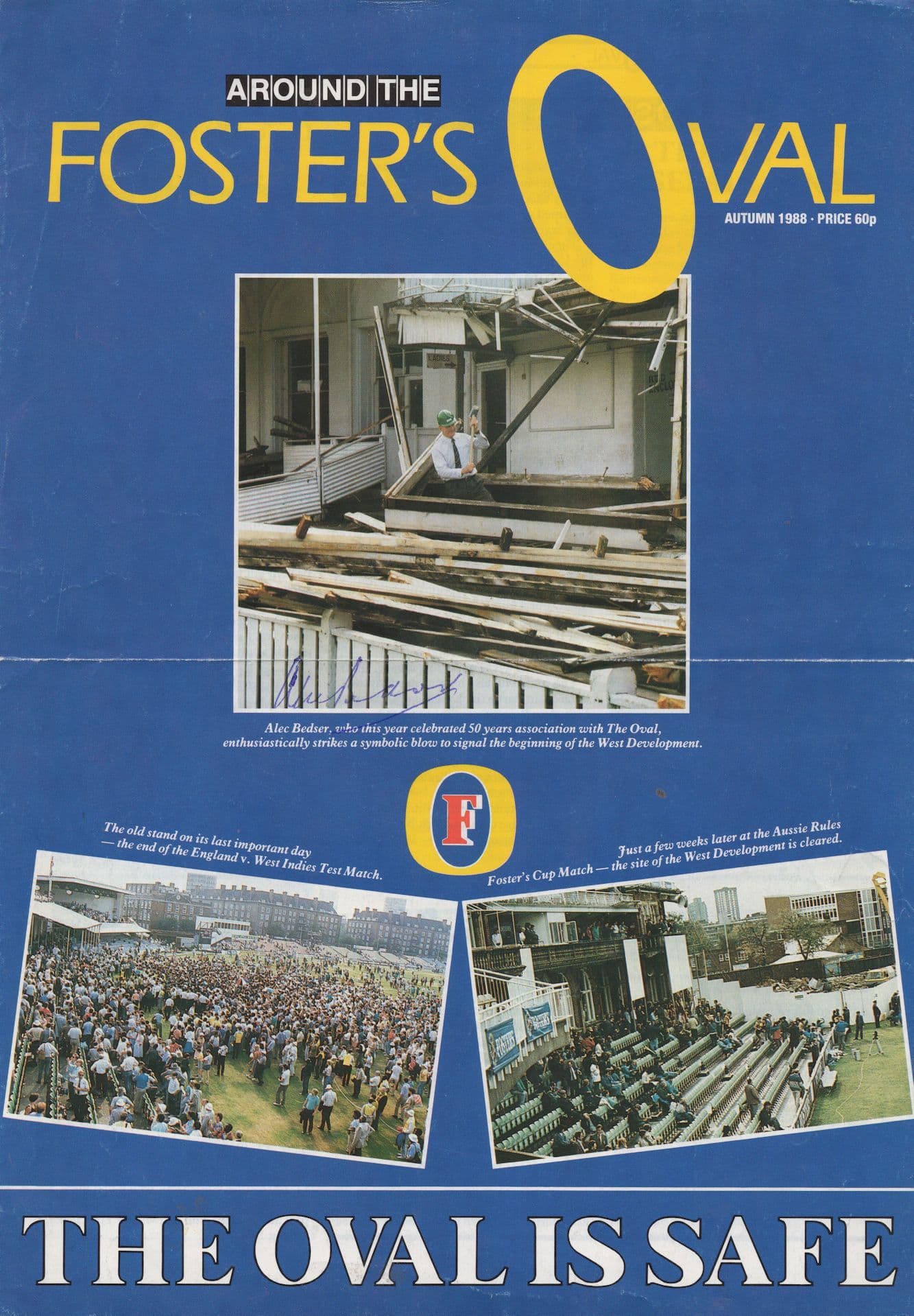 Alec Bedser Signed Fosters Cricket Oval Guide Autograph