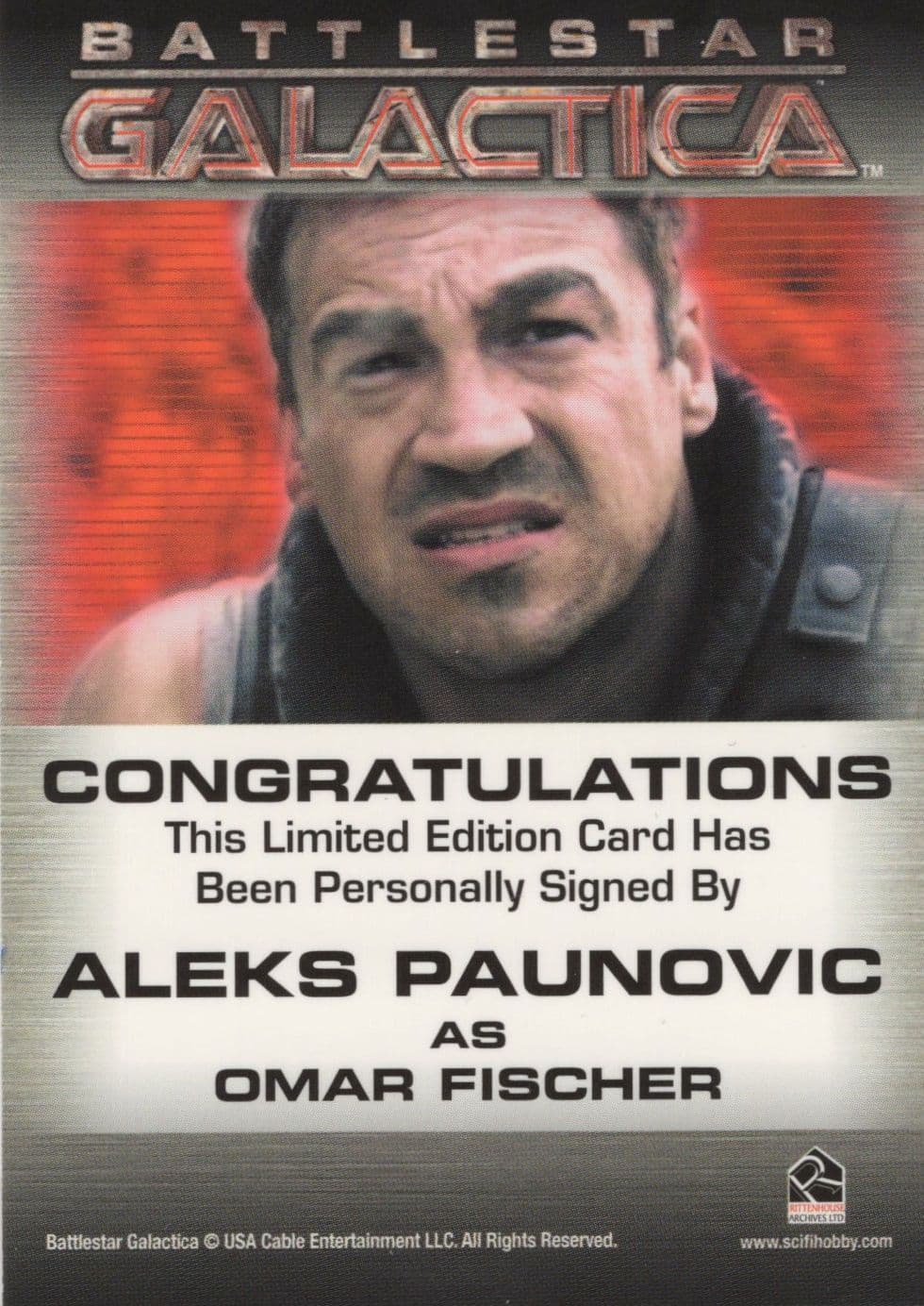 Aleks Paunovic Battlestar Galactica Sci Fi TV Show Hand Signed Photo Card