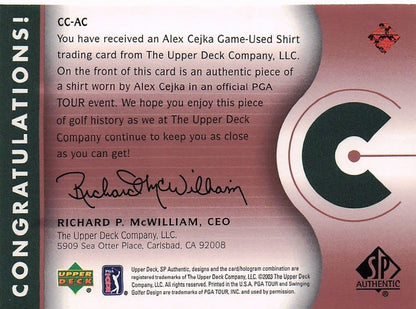 Alex Cejka Course Classics 2003 Authentic Worn PGA Tour Golf Shirt Card