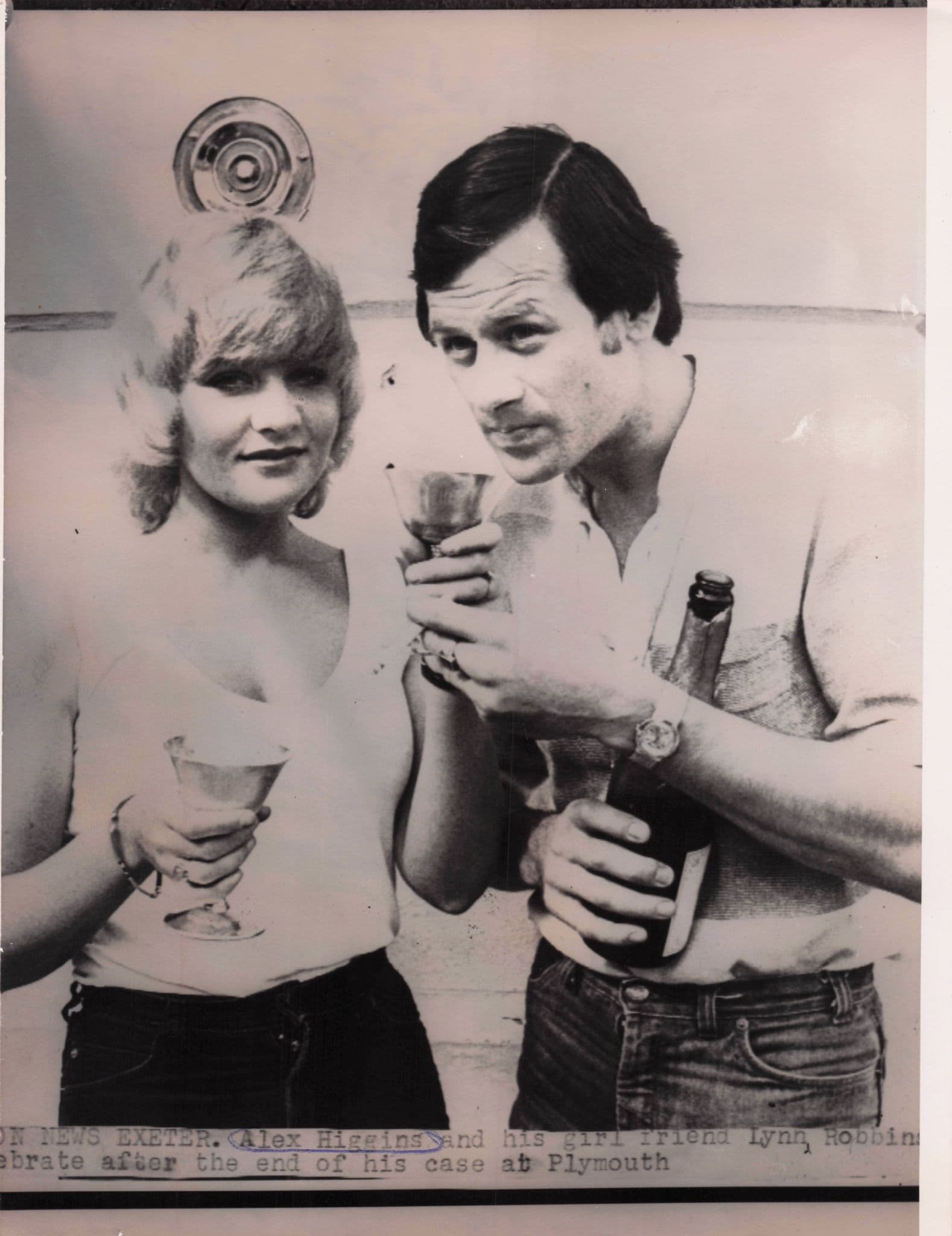 Alex Higgins & Fiance Ireland Snooker Champagne 1979 Press 10x8 Photo