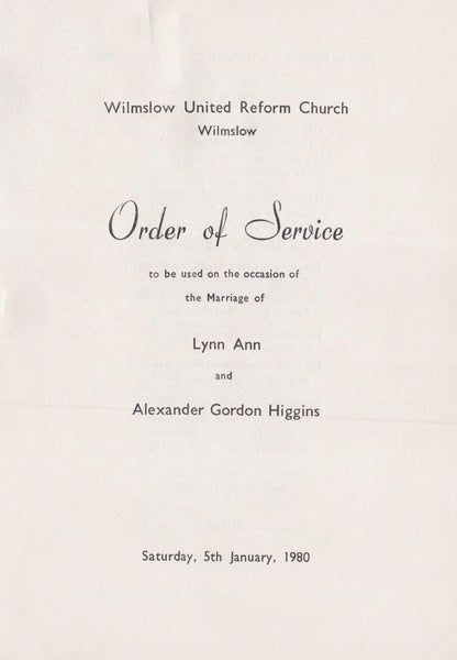 Alex Higgins Wedding Service 1980 Private Attendees Book let