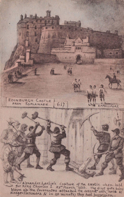 Alexander Leslie Capture Of Edinburgh Castle Phillimore Rare Postcard