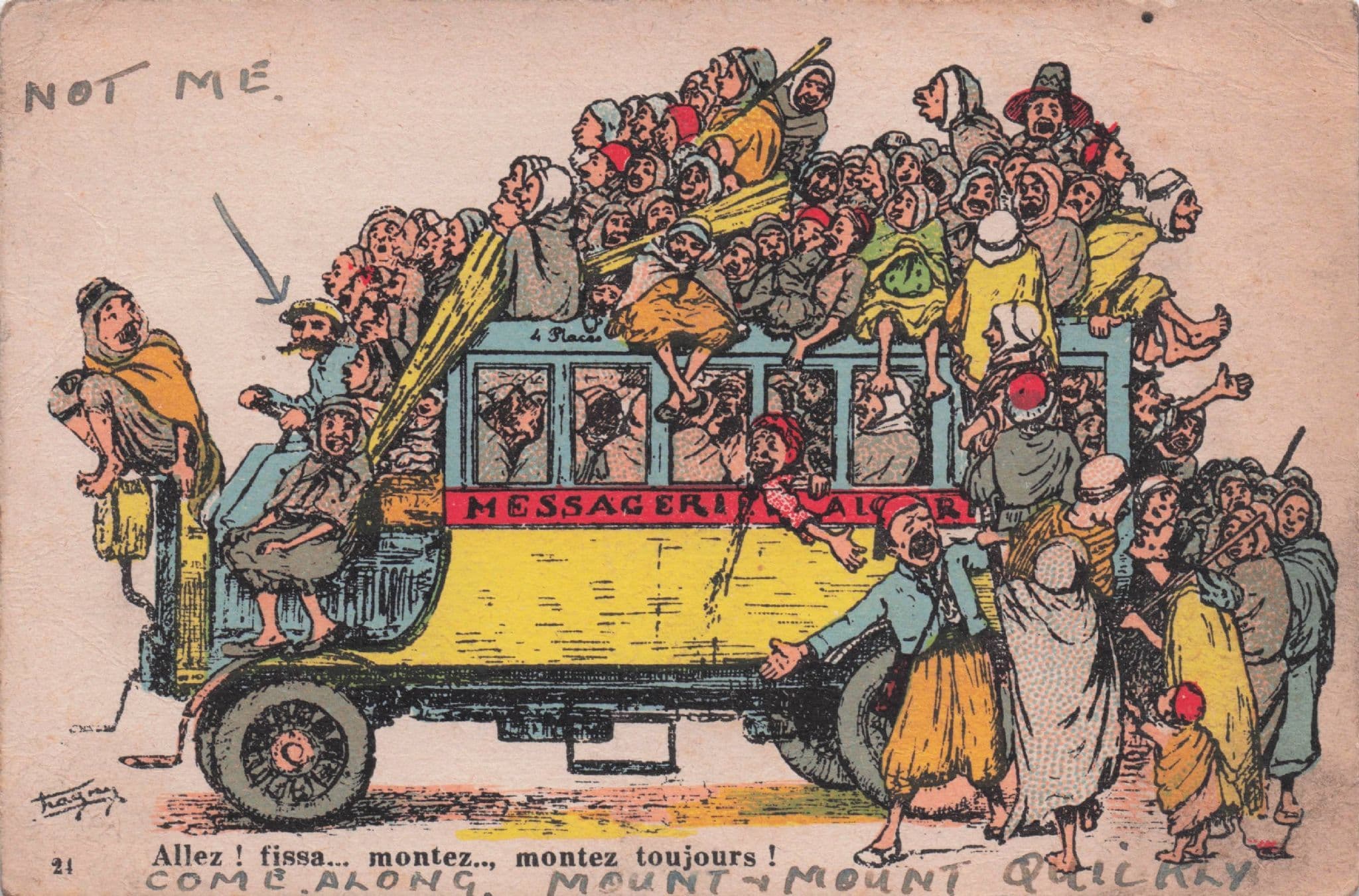 Algeria Arab Transport Disaster Crowded Tram Africa Old Comic Postcard