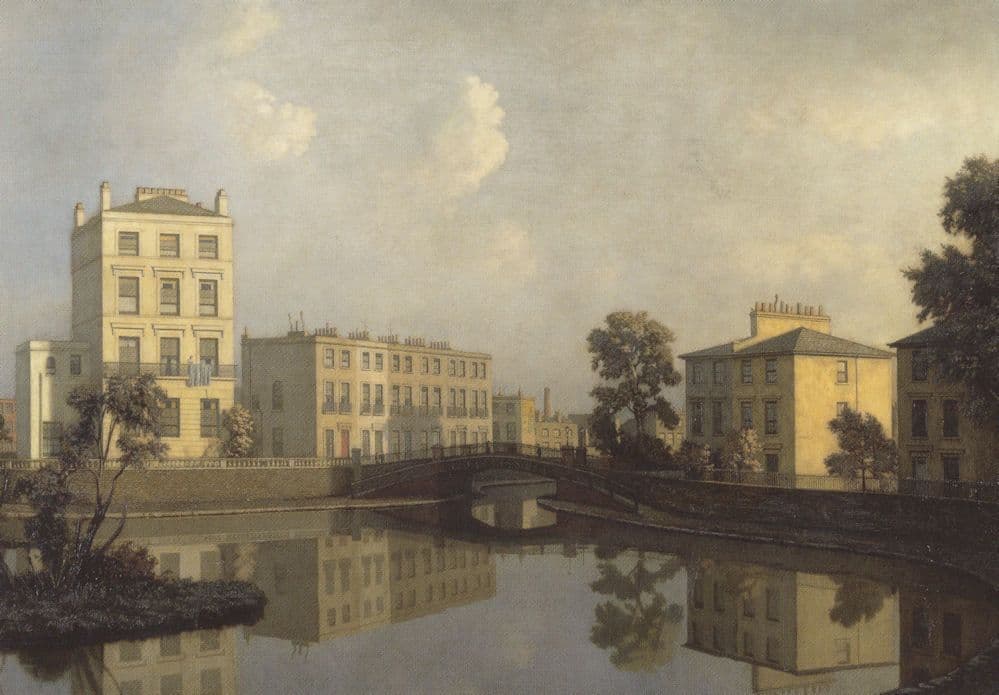 Algernon Newton Regents Canal Old Paddington London 1930 Painting Postcard
