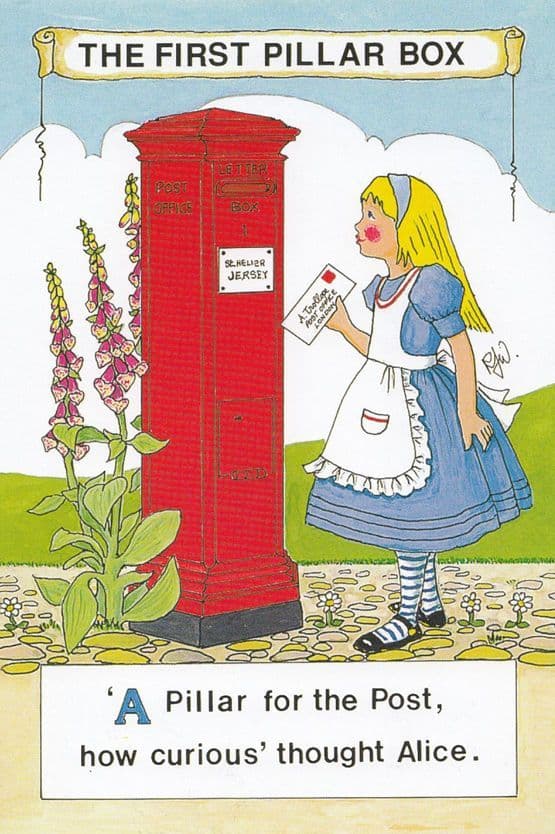 Alice In Wonderland The First Royal Mail Pillar Box Postcard